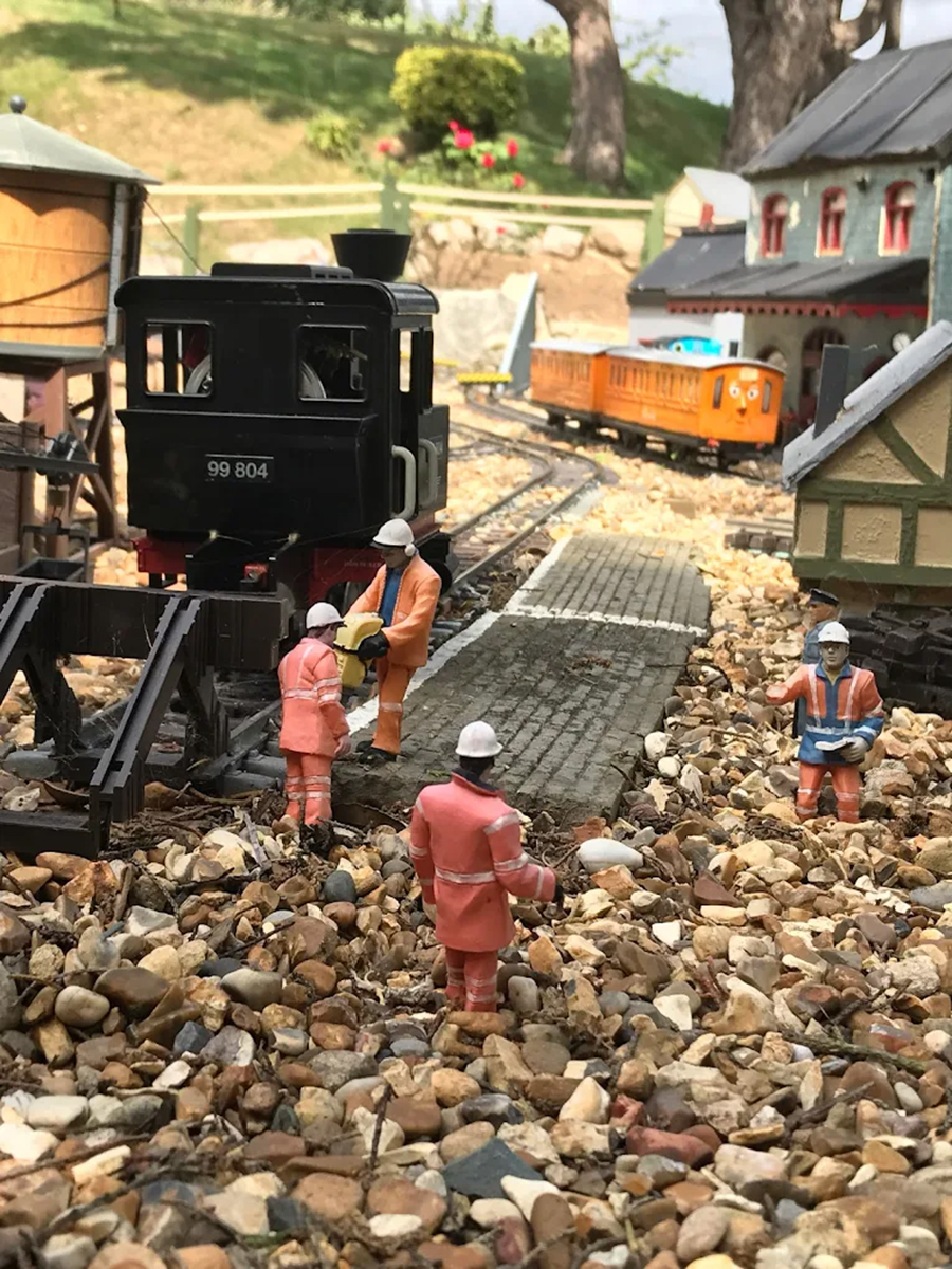 Close up detail of model village house